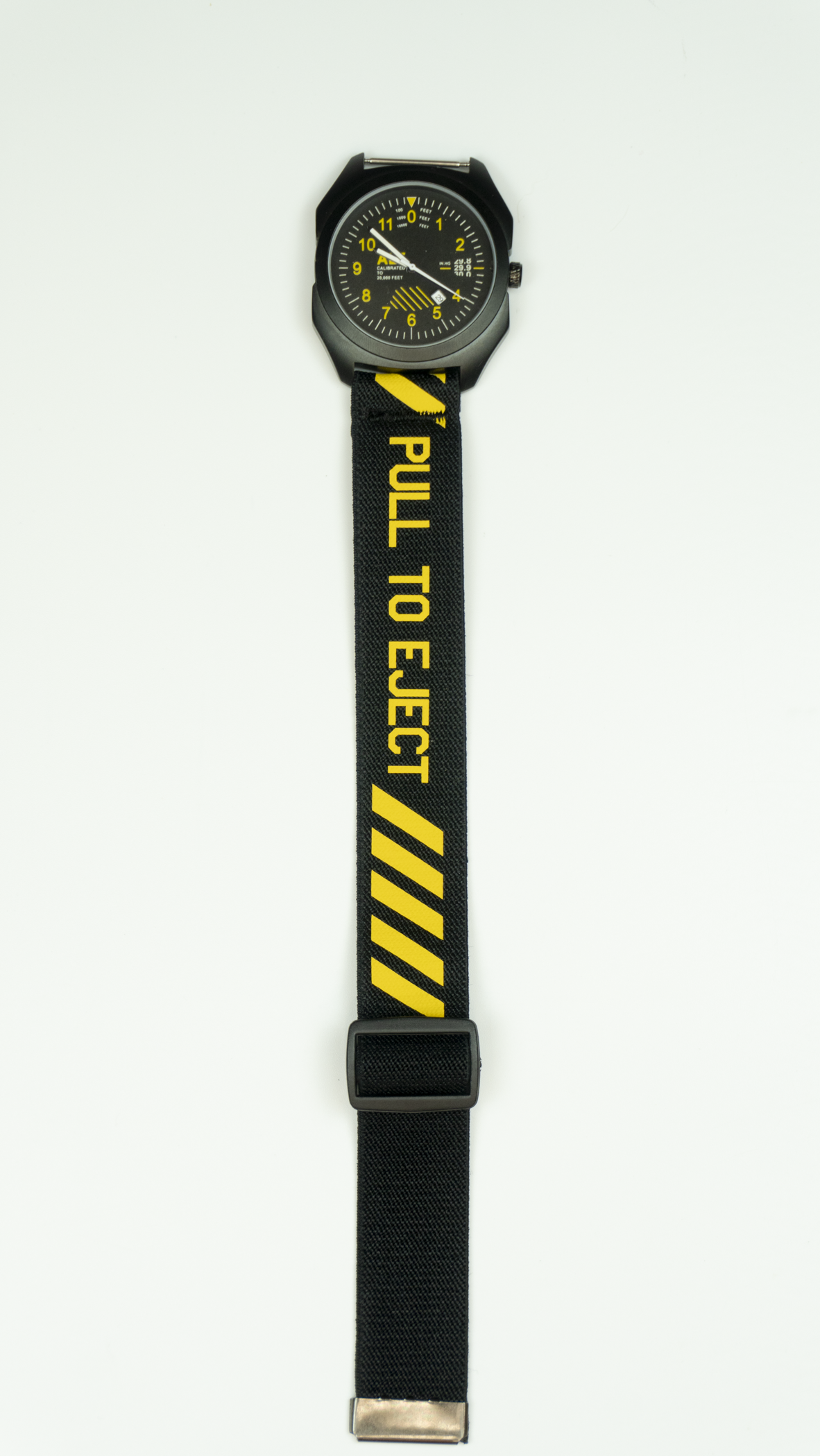 Pull To Eject - Black/Yellow Elastic Watch Band