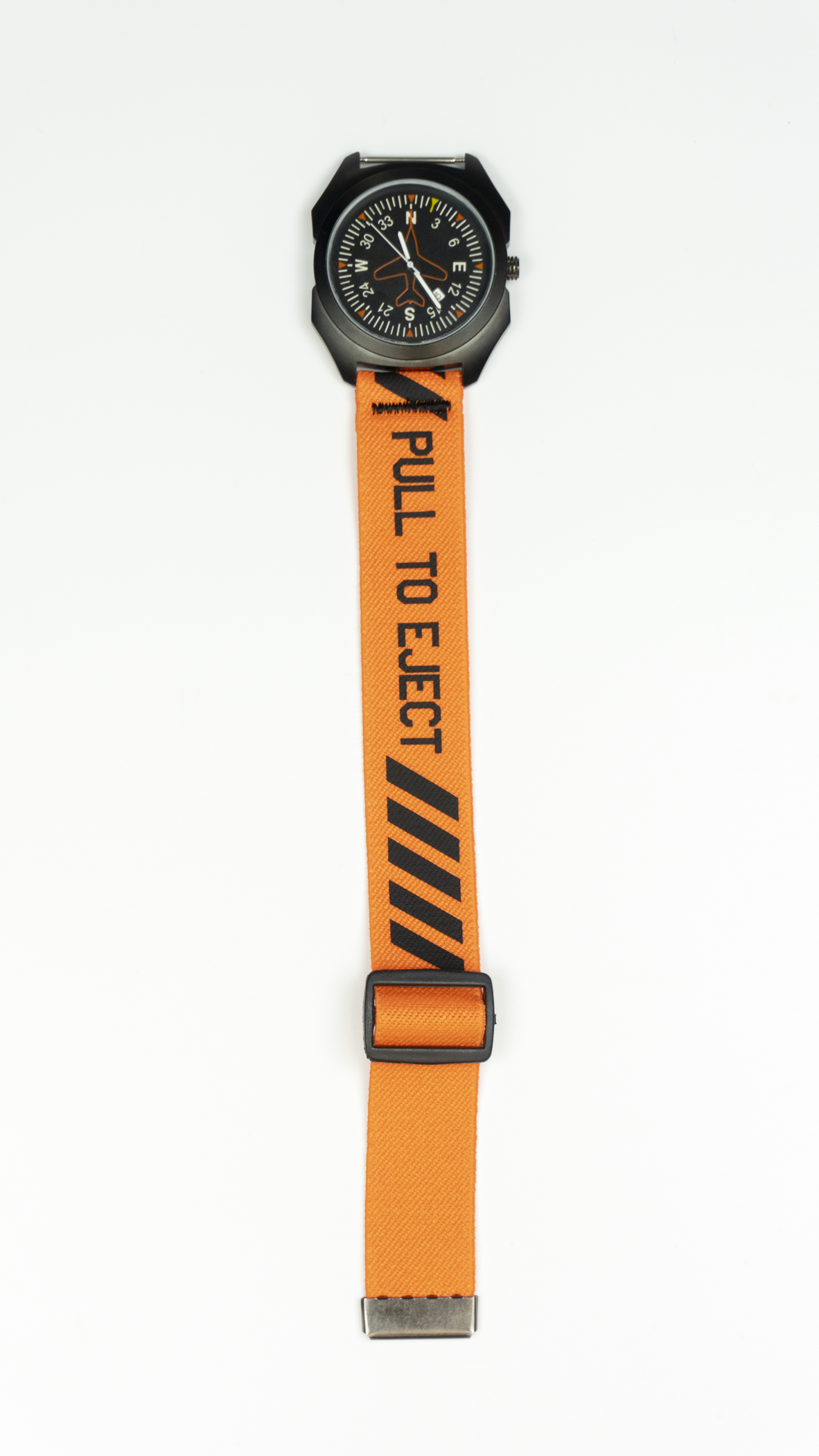 Pull To Eject - Orange/Black Elastic Watch Band