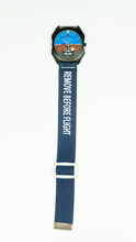 Load image into Gallery viewer, Remove Before Flight - Navy/White Elastic Watch Band
