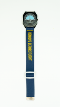 Load image into Gallery viewer, Remove Before Flight - Navy/Yellow Elastic Watch Band
