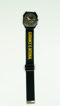 Load image into Gallery viewer, Guidance Is Internal - Black/Yellow Elastic Watch Band
