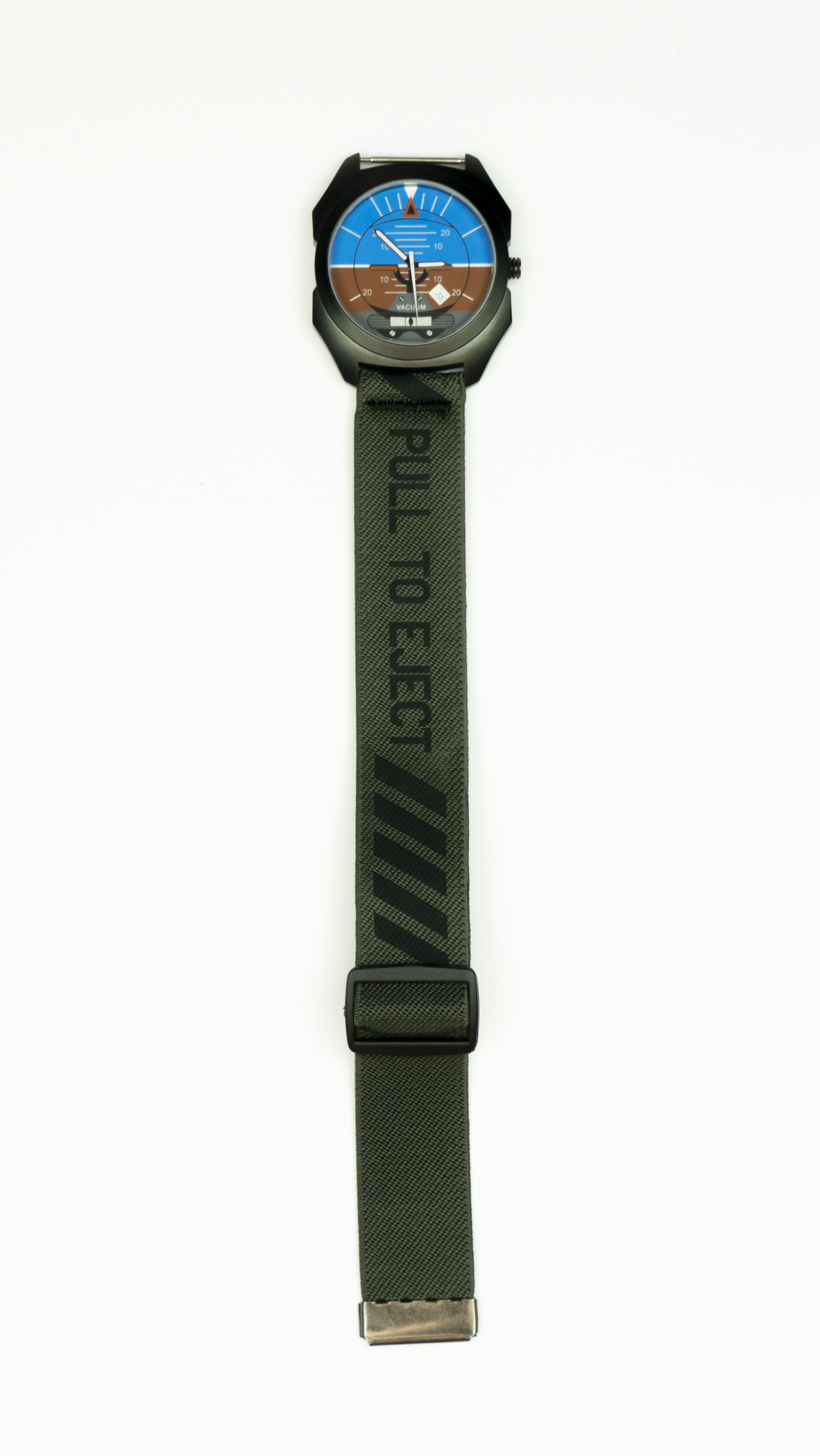 Pull To Eject - Olive Drab/Black Elastic Watch Band