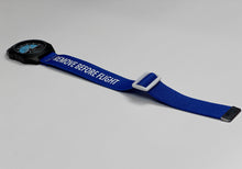 Load image into Gallery viewer, Remove Before Flight - Blue/White Elastic Watch Band
