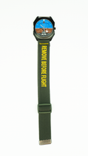 Load image into Gallery viewer, Remove Before Flight - Olive Drab/Yellow Elastic Watch Band
