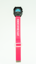 Load image into Gallery viewer, Remove Before Flight - Pink/White Elastic Watch Band
