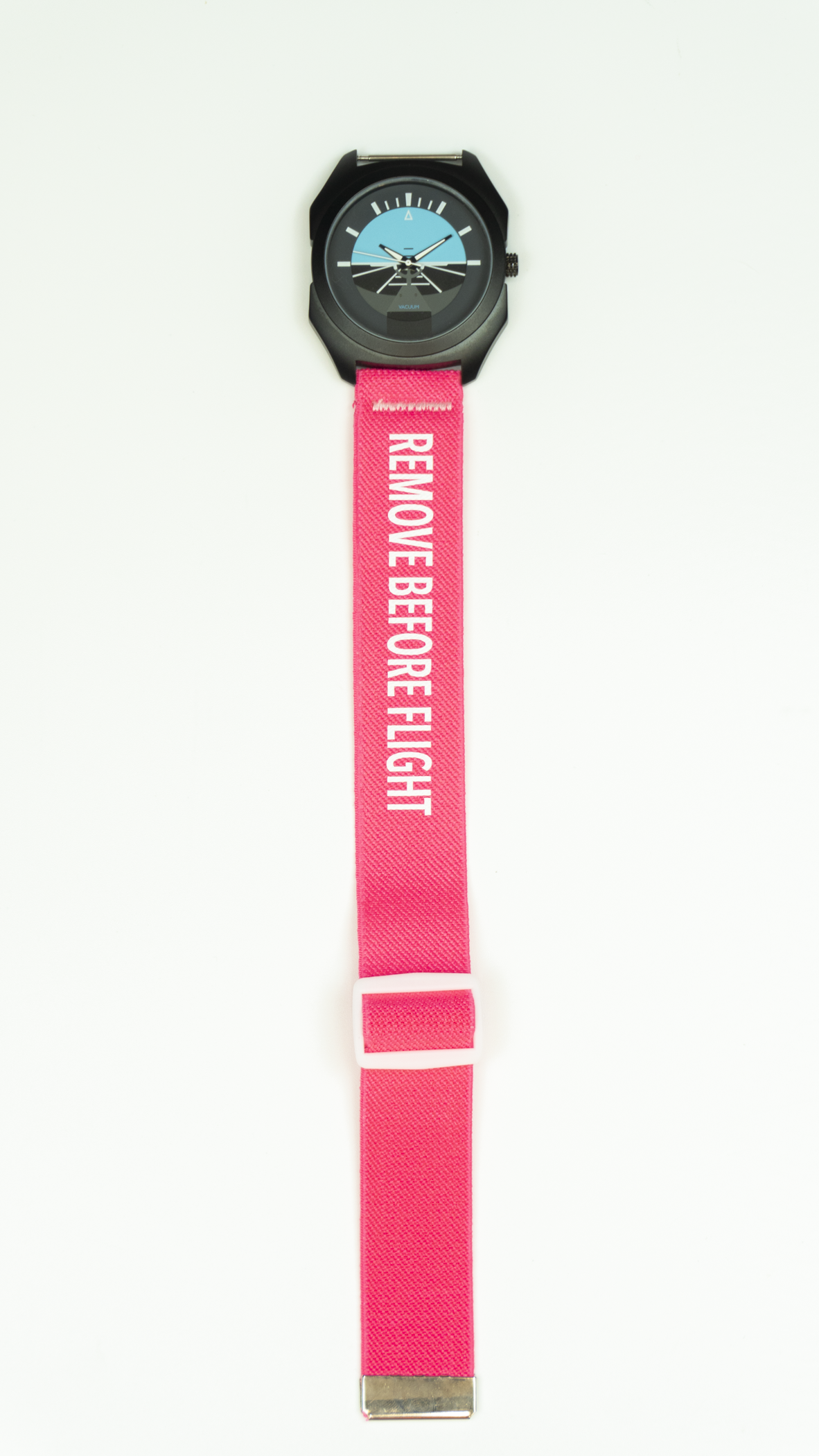 Remove Before Flight - Pink/White Elastic Watch Band