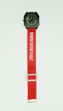 Load image into Gallery viewer, Remove Before Flight - Red/White Elastic Watch Band
